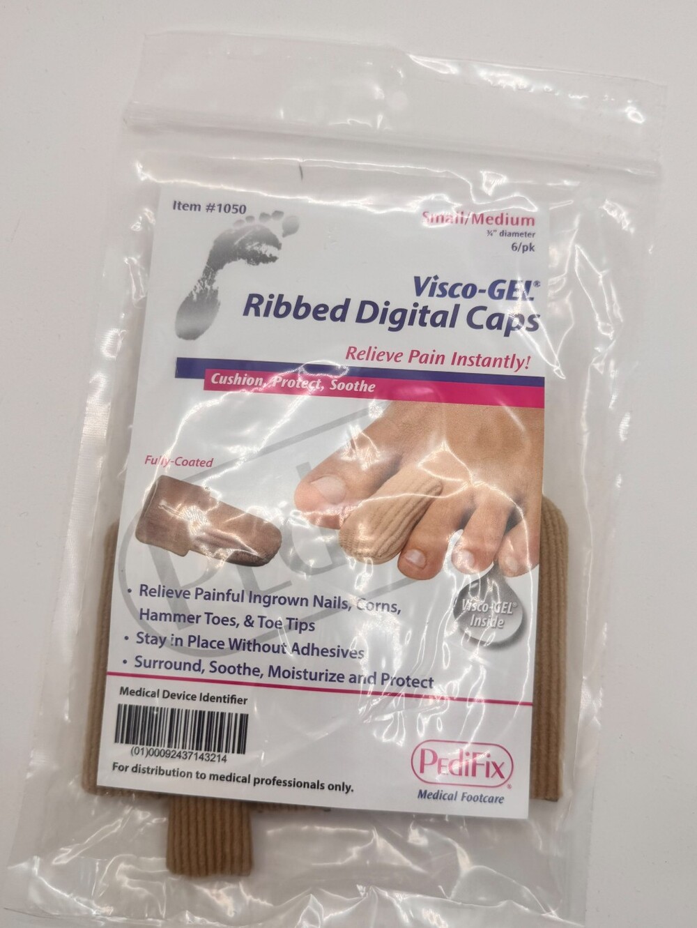 Visco-Gel Ribbed Digital Caps/Medium/ 5 Pack $25